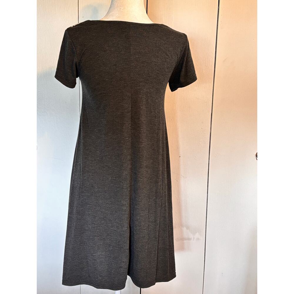 Exist Size Small Knit T-Shirt Dress Gray with White Printed‎ Pattern - Picture 2 of 4